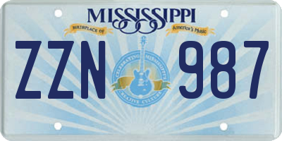 MS license plate ZZN987