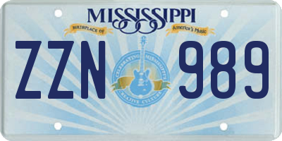 MS license plate ZZN989