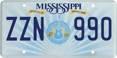 MS license plate ZZN990