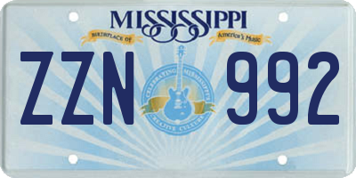 MS license plate ZZN992