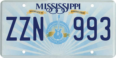 MS license plate ZZN993