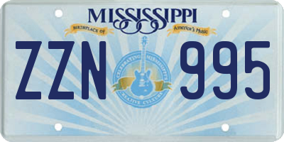 MS license plate ZZN995