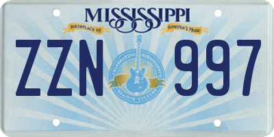 MS license plate ZZN997