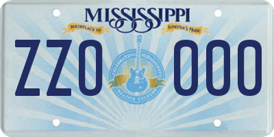 MS license plate ZZO000