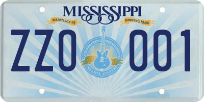 MS license plate ZZO001