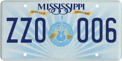 MS license plate ZZO006