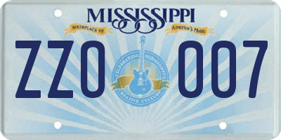 MS license plate ZZO007