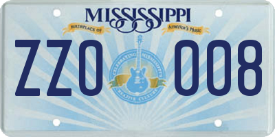 MS license plate ZZO008