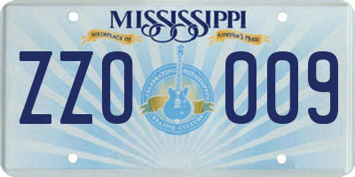 MS license plate ZZO009