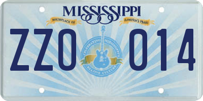 MS license plate ZZO014