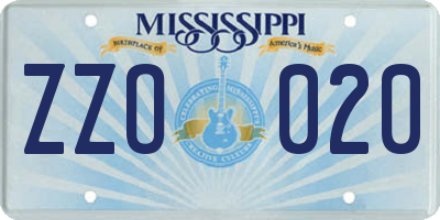 MS license plate ZZO020