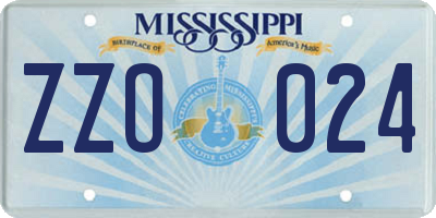 MS license plate ZZO024