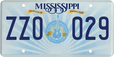 MS license plate ZZO029