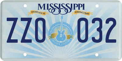 MS license plate ZZO032