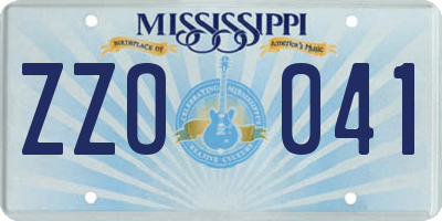 MS license plate ZZO041