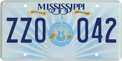 MS license plate ZZO042