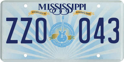 MS license plate ZZO043