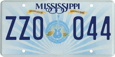 MS license plate ZZO044