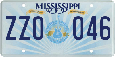 MS license plate ZZO046