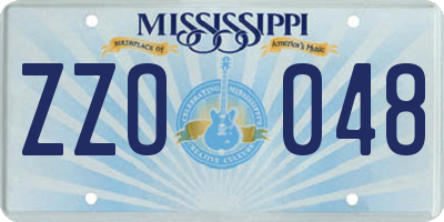 MS license plate ZZO048