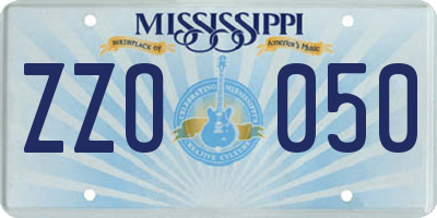 MS license plate ZZO050