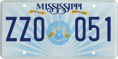 MS license plate ZZO051