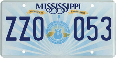 MS license plate ZZO053