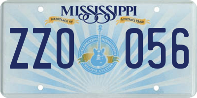 MS license plate ZZO056