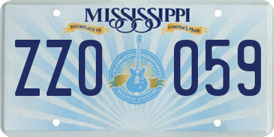MS license plate ZZO059