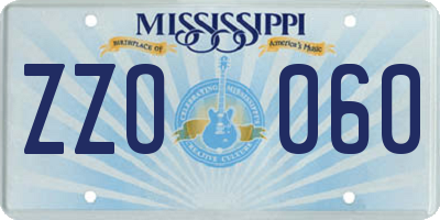 MS license plate ZZO060