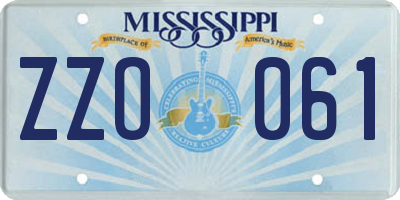 MS license plate ZZO061