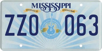 MS license plate ZZO063