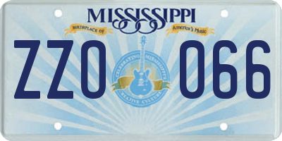 MS license plate ZZO066