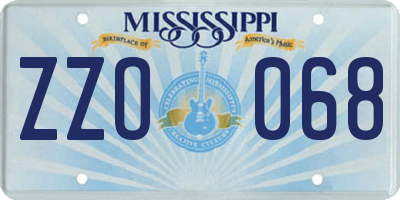 MS license plate ZZO068