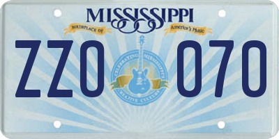 MS license plate ZZO070
