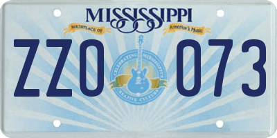 MS license plate ZZO073