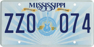 MS license plate ZZO074