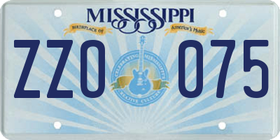MS license plate ZZO075