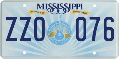 MS license plate ZZO076