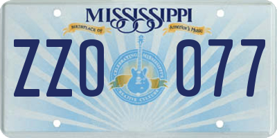 MS license plate ZZO077