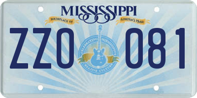 MS license plate ZZO081