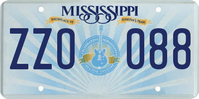 MS license plate ZZO088
