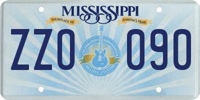 MS license plate ZZO090