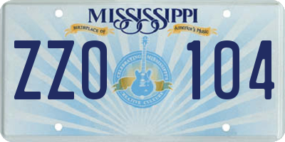 MS license plate ZZO104