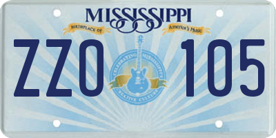 MS license plate ZZO105