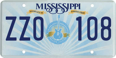 MS license plate ZZO108