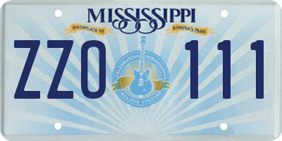 MS license plate ZZO111