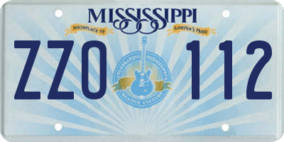 MS license plate ZZO112