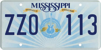 MS license plate ZZO113