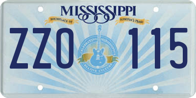 MS license plate ZZO115